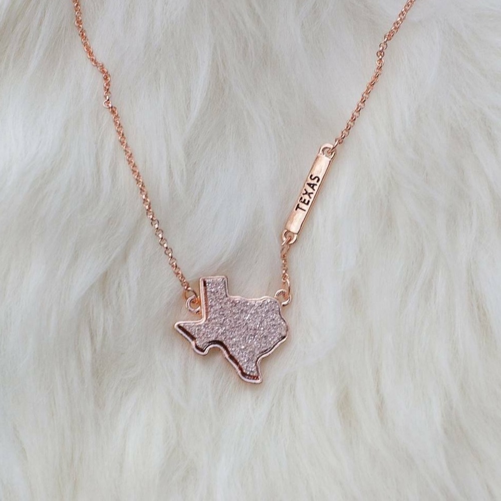 Rose gold Texas druzy necklace